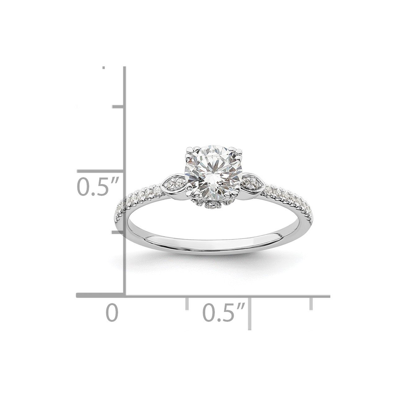 14k White Polish 3/4ct Round Semi-Mount Engagement Dia Ring-5