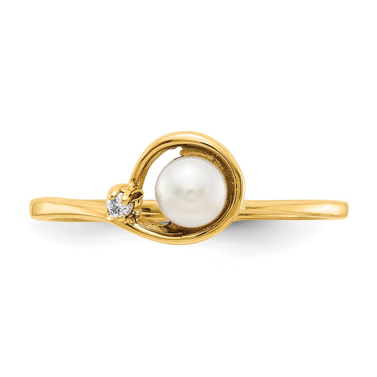 14k 4mm FW Cultured Pearl AAA Diamond ring-3
