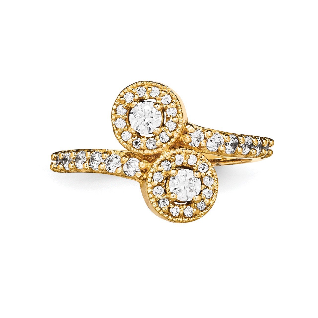 14KY VS Diamond 2-stone Ring Semi-Mount - 2.3 mm center stones-4