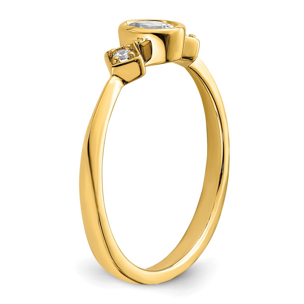 14k Polish Petite Oval Complete Dia Ring-5