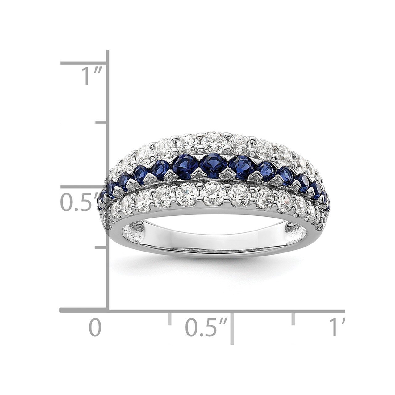 14kw Created Blue Sapphire and Lab Grown Diamond SI1/SI2, G H I, Ring-6