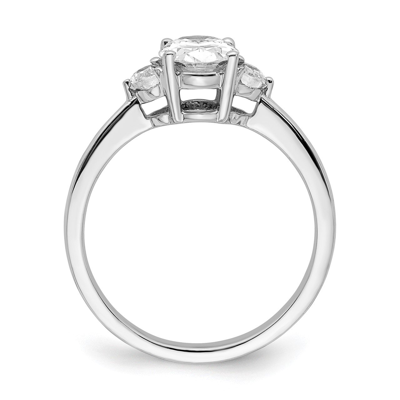 14k White Polish 3 Stone Half Moon/Oval Semi-Mount Dia Ring-1