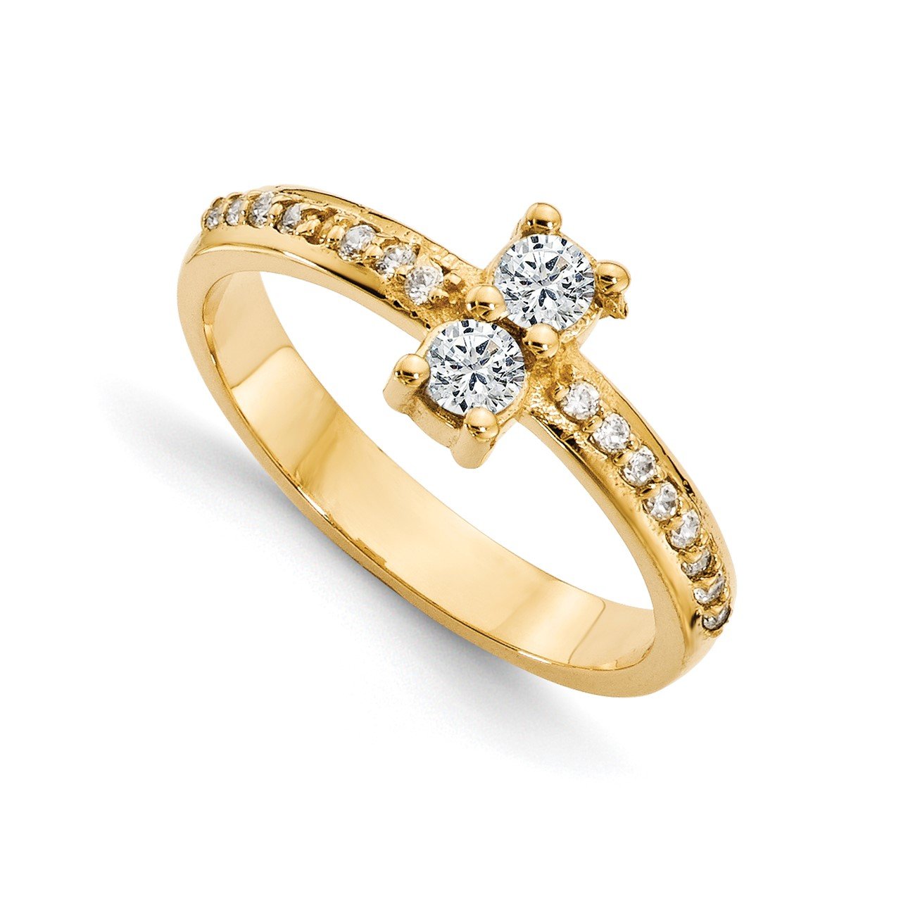 14ky AA Diamond 2-stone Ring Semi-Mount - 4.2 mm center stones