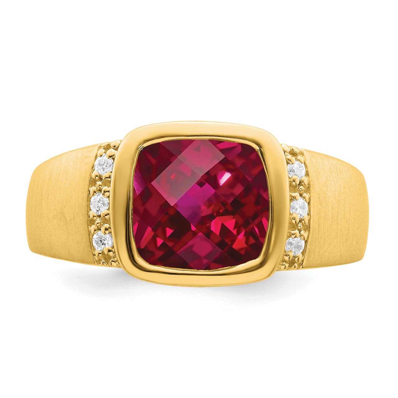 14k Created Ruby and Diamond Mens Ring-4