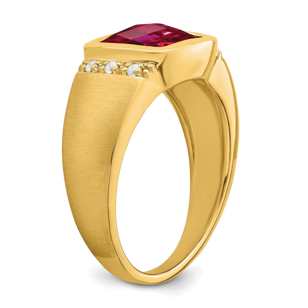14k Created Ruby and Diamond Mens Ring-6