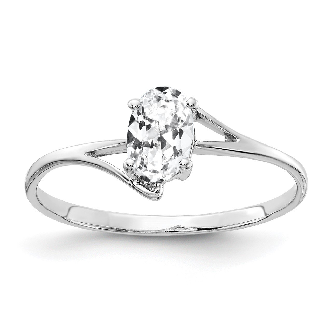 14k White Gold 6x4mm Oval Cubic Zirconia ring