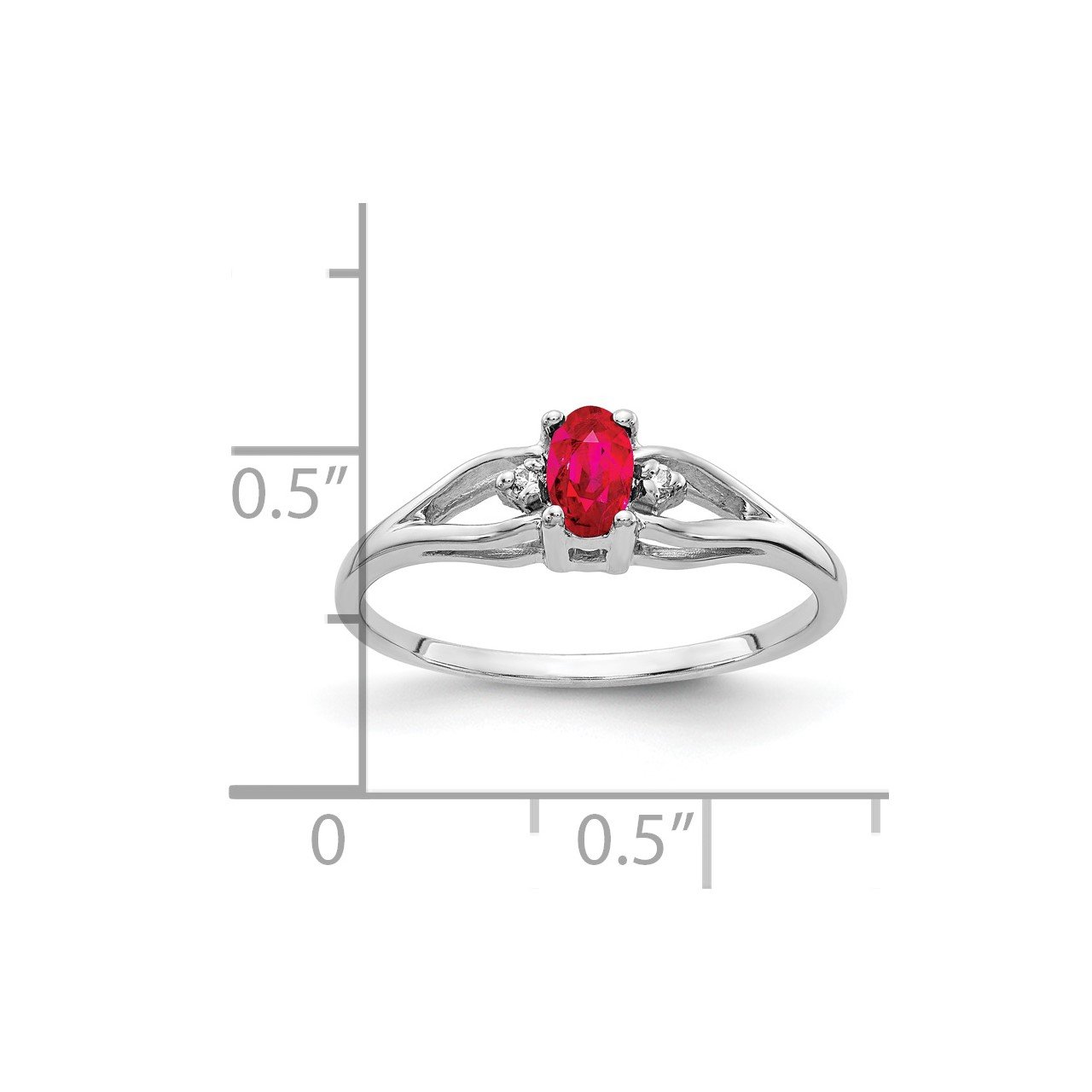 14k White Gold 5x3mm Oval Ruby and AA Diamond Ring-2
