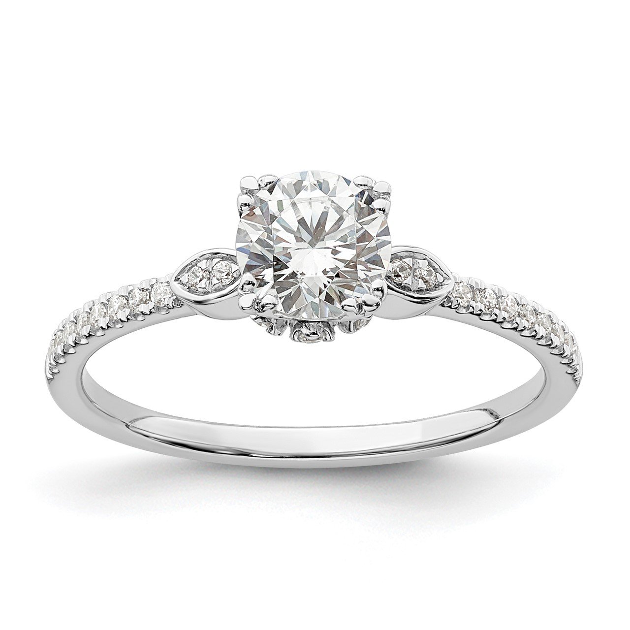 14k White Polish 3/4ct Round Semi-Mount Engagement Dia Ring