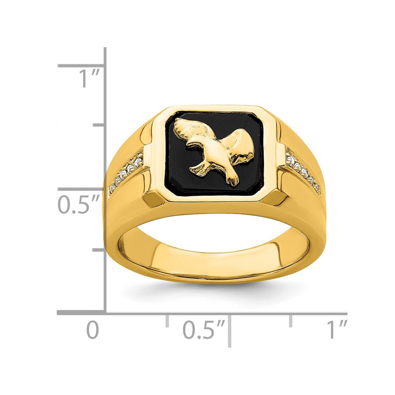 14k Onyx and Diamond Eagle Mens Ring-2