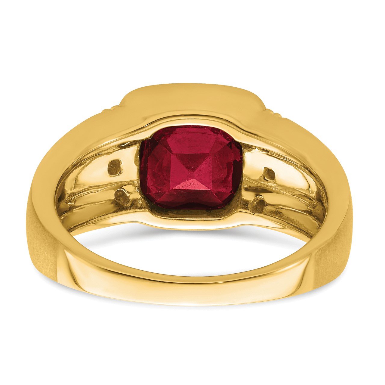 14k Created Ruby and Diamond Mens Ring-5