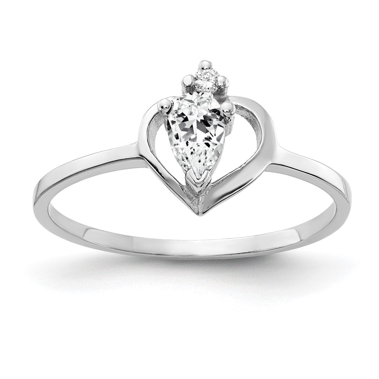 14k White Gold 5x3mm Pear Cubic Zirconia AA Diamond ring