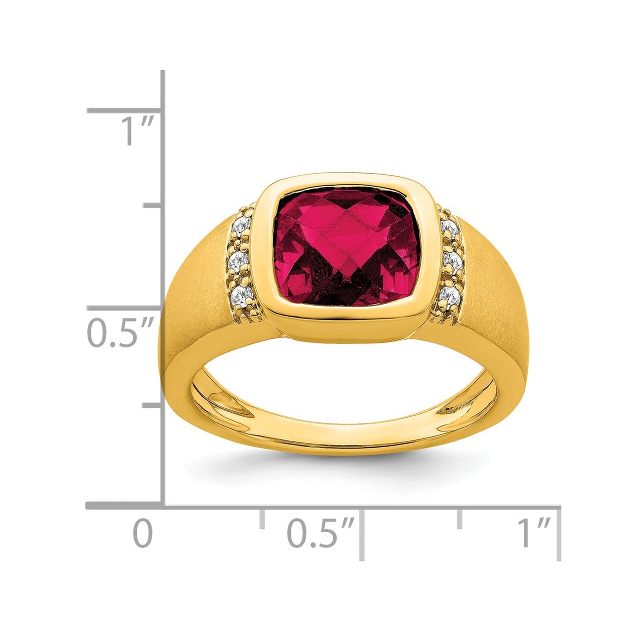 14k Created Ruby and Diamond Mens Ring-2