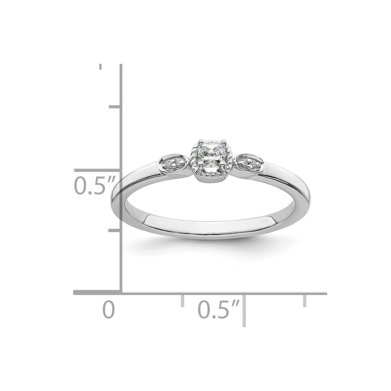 14k White Polish Petite Rope Edge Cushion Complete Dia Ring-6