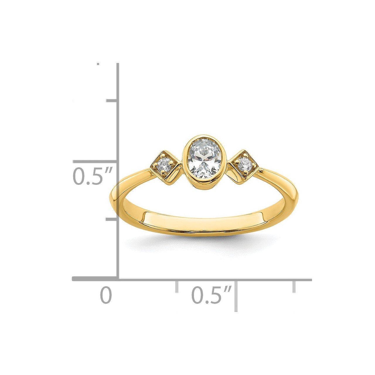 14k Polish Petite Oval Complete Dia Ring-6