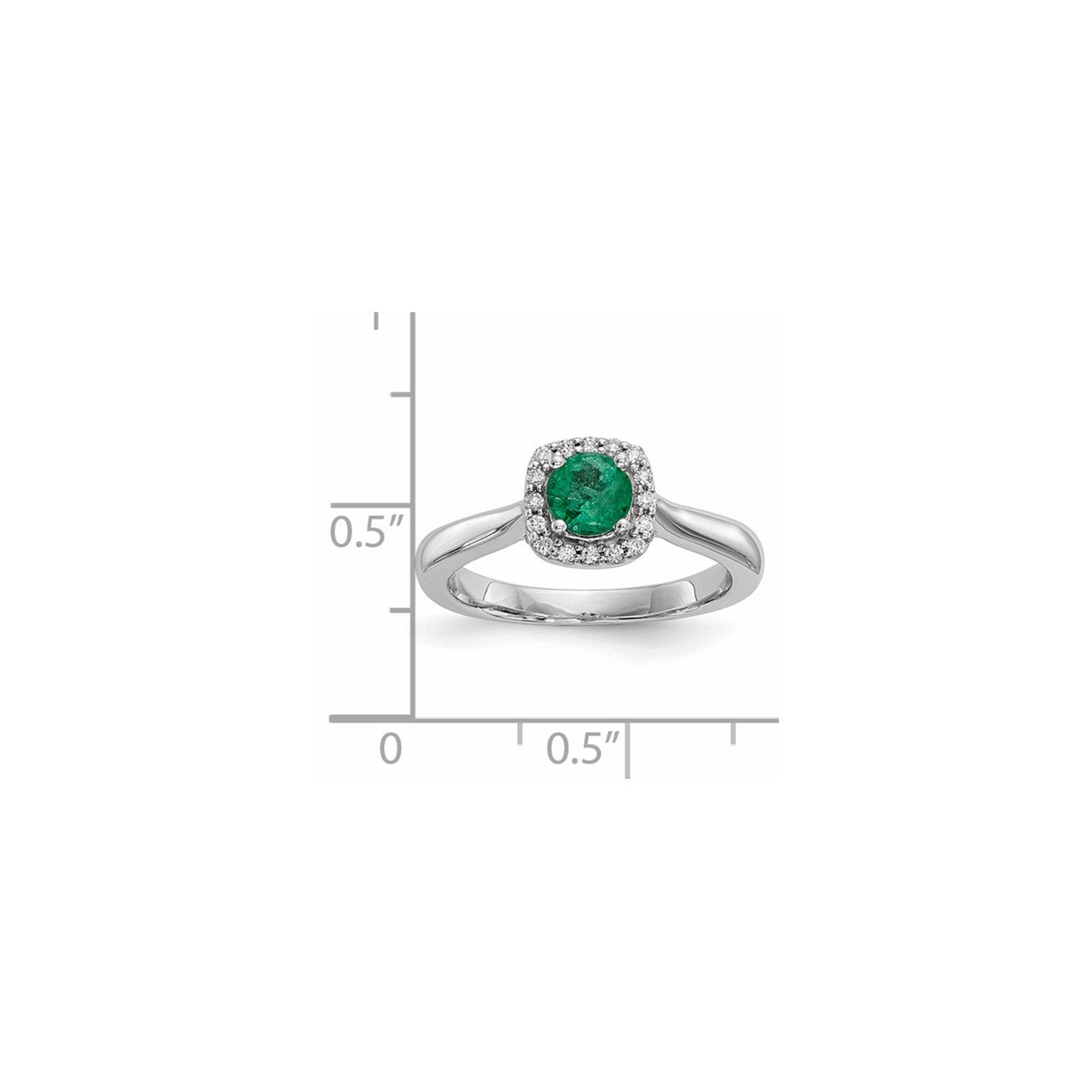 14KW 1/6 ct Cushion Halo w 3/8ct Round Emerald Center-3