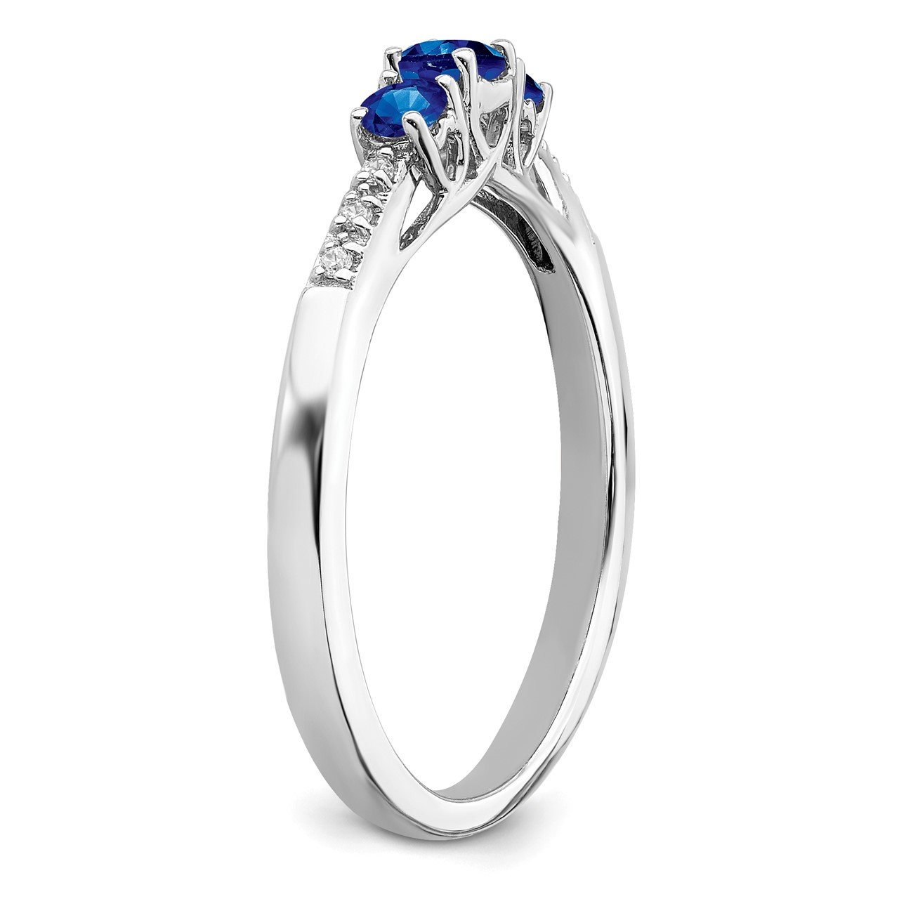 14k White Gold Sapphire and Diamond 3-stone Ring-6