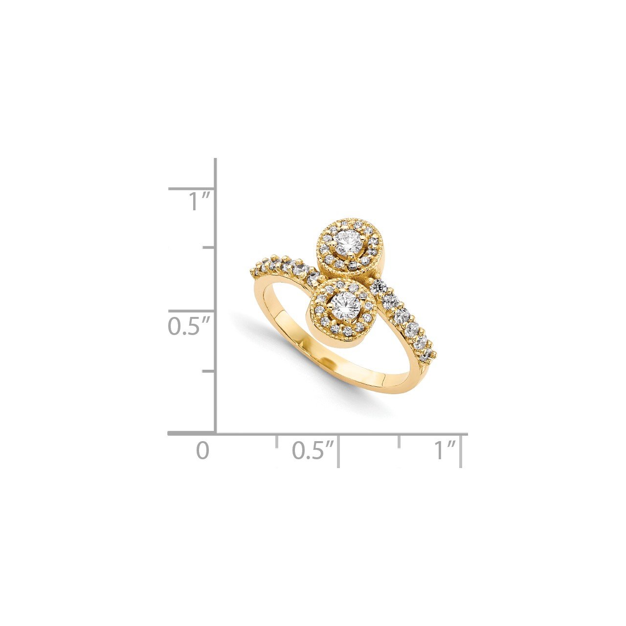 14KY VS Diamond 2-stone Ring Semi-Mount - 2.3 mm center stones-6
