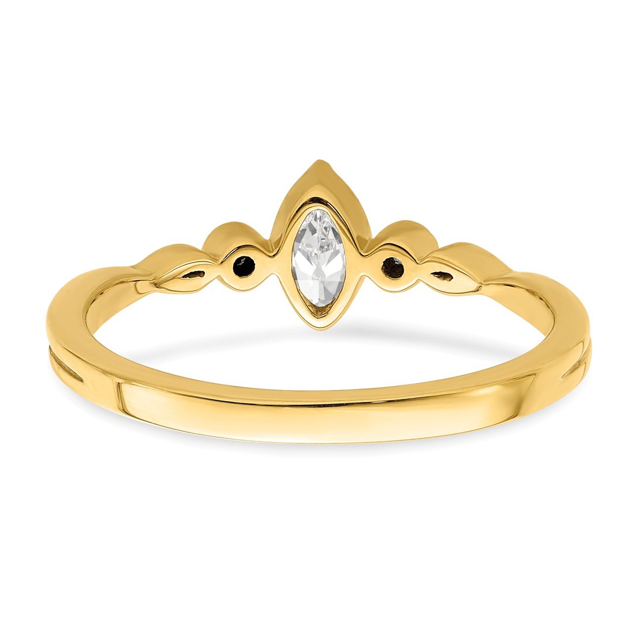 14k Polish Petite Beaded Edge Marquise Complete Dia Ring-4