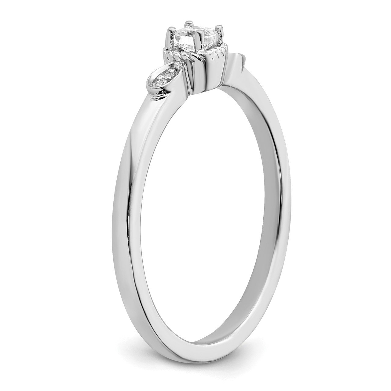 14k White Polish Petite Rope Edge Cushion Complete Dia Ring-3