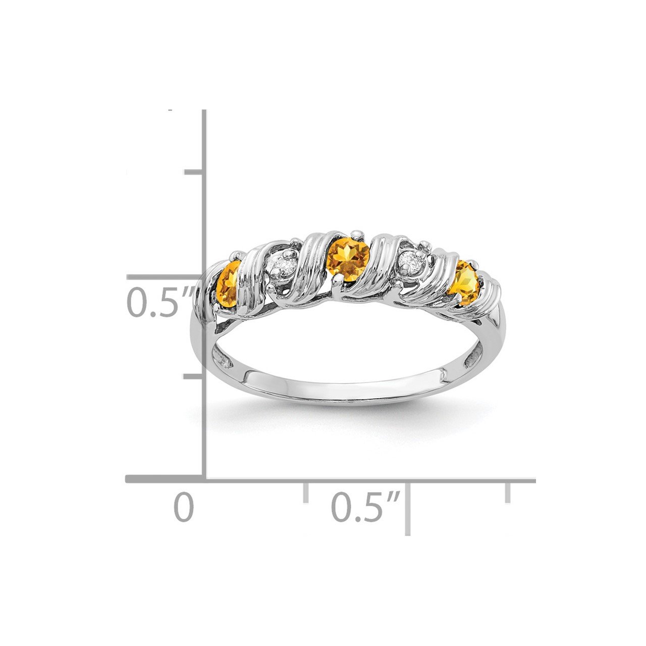 14k White Gold 2.75mm Citrine AA Diamond ring-1