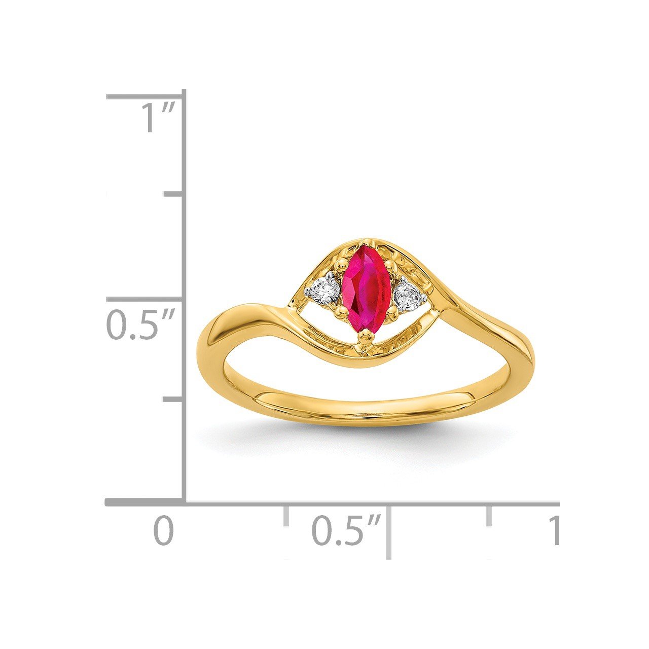 14k Diamond and Marquise Ruby Ring-2