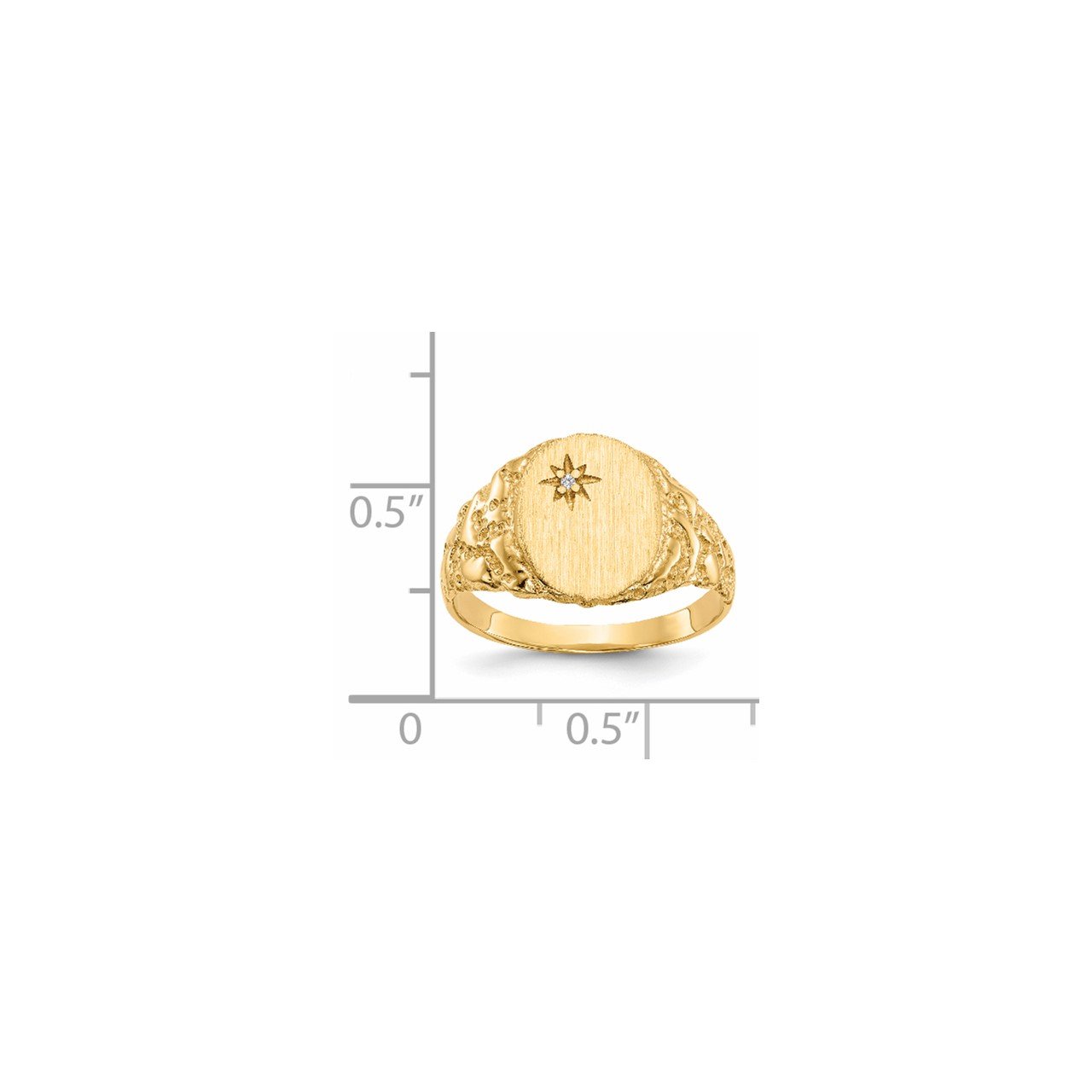 14k 11.0x9.0mm Closed Back AA Diamond Signet Ring-3