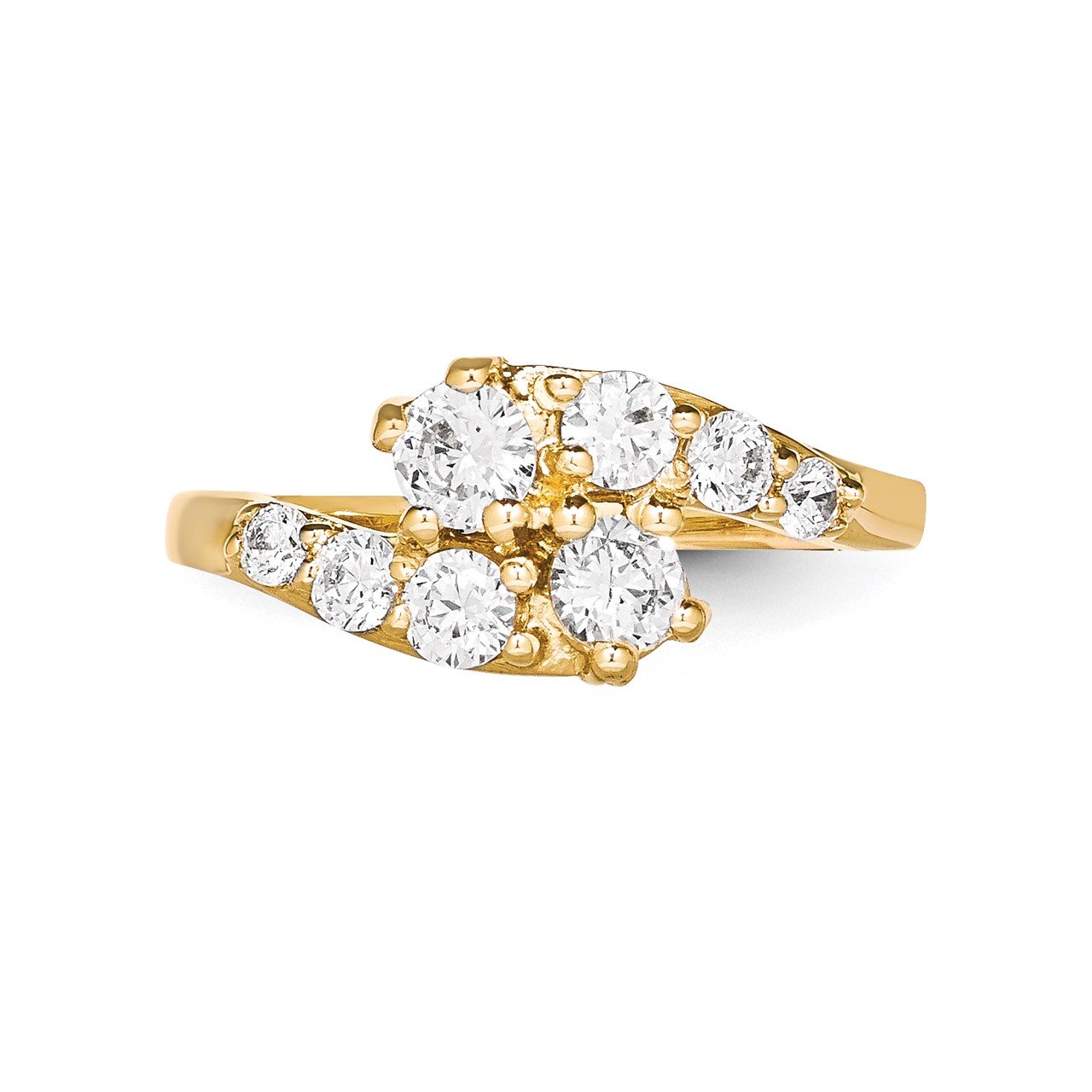 14KY VS Diamond 2-stone Ring Semi-Mount - 3.5 mm center stones-4