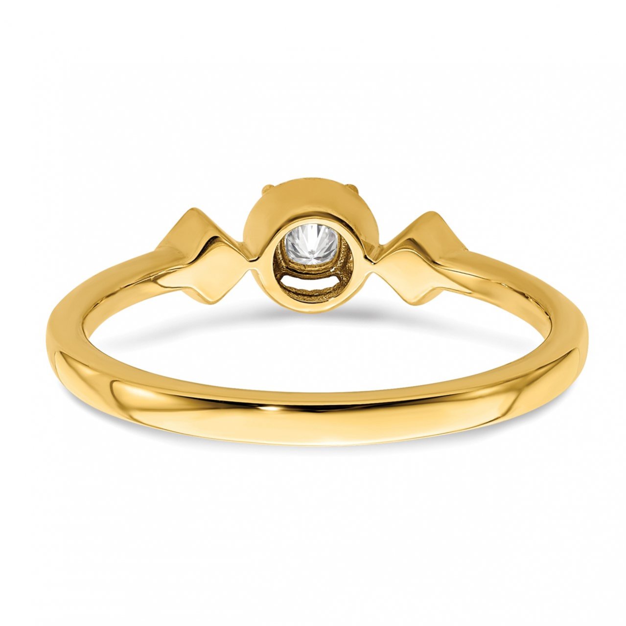 14k Polish Petite Beaded Edge Cushion Complete Dia Ring-4