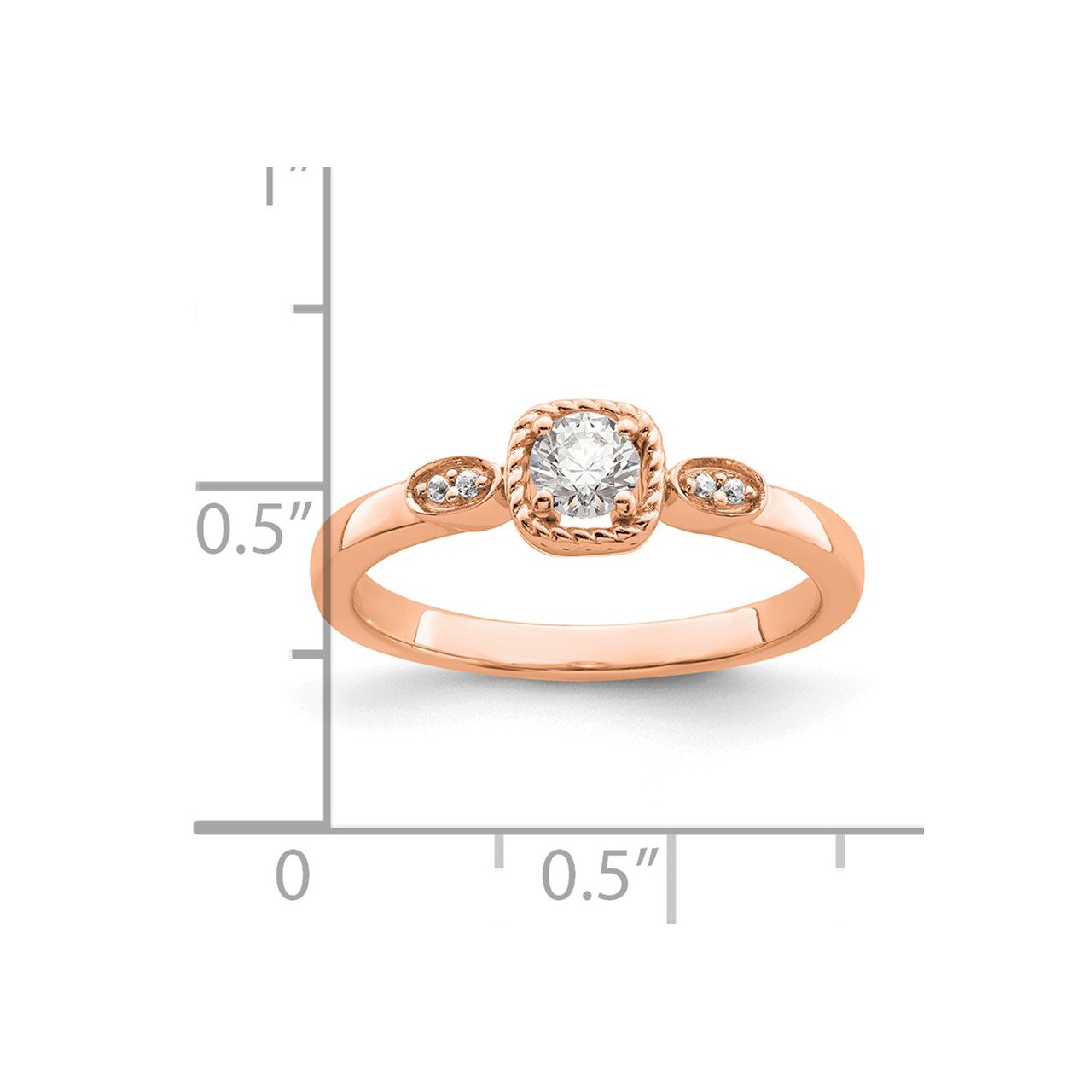 14k Rose Polish Petite Rope Edge Round Complete Dia Ring-6