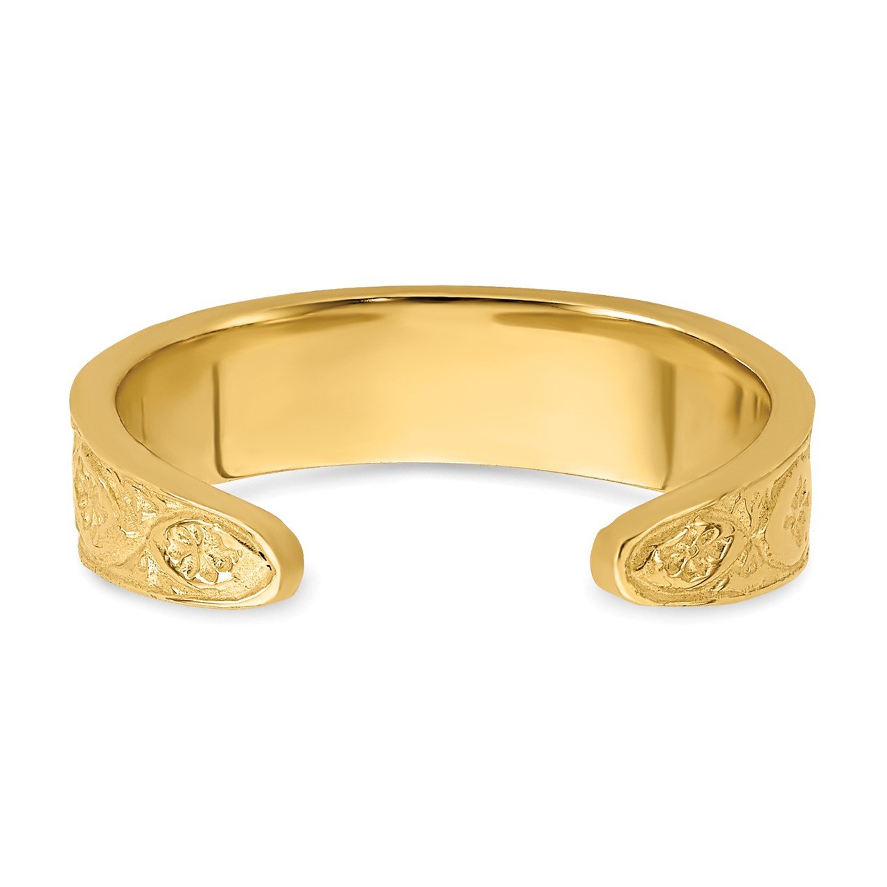 14K Polished Wave with Flower Center Toe Ring-5