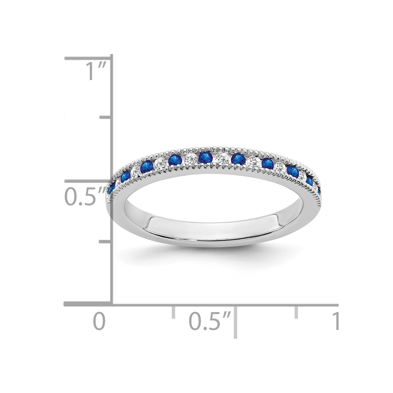 14k White Gold Sapphire and Diamond Band-2