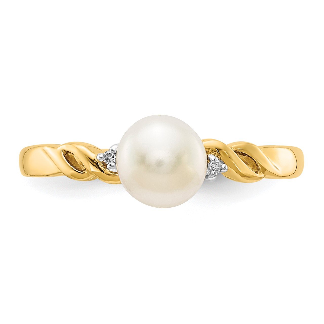 14k FW Cultured Pearl and Diamond Twist Ring-4
