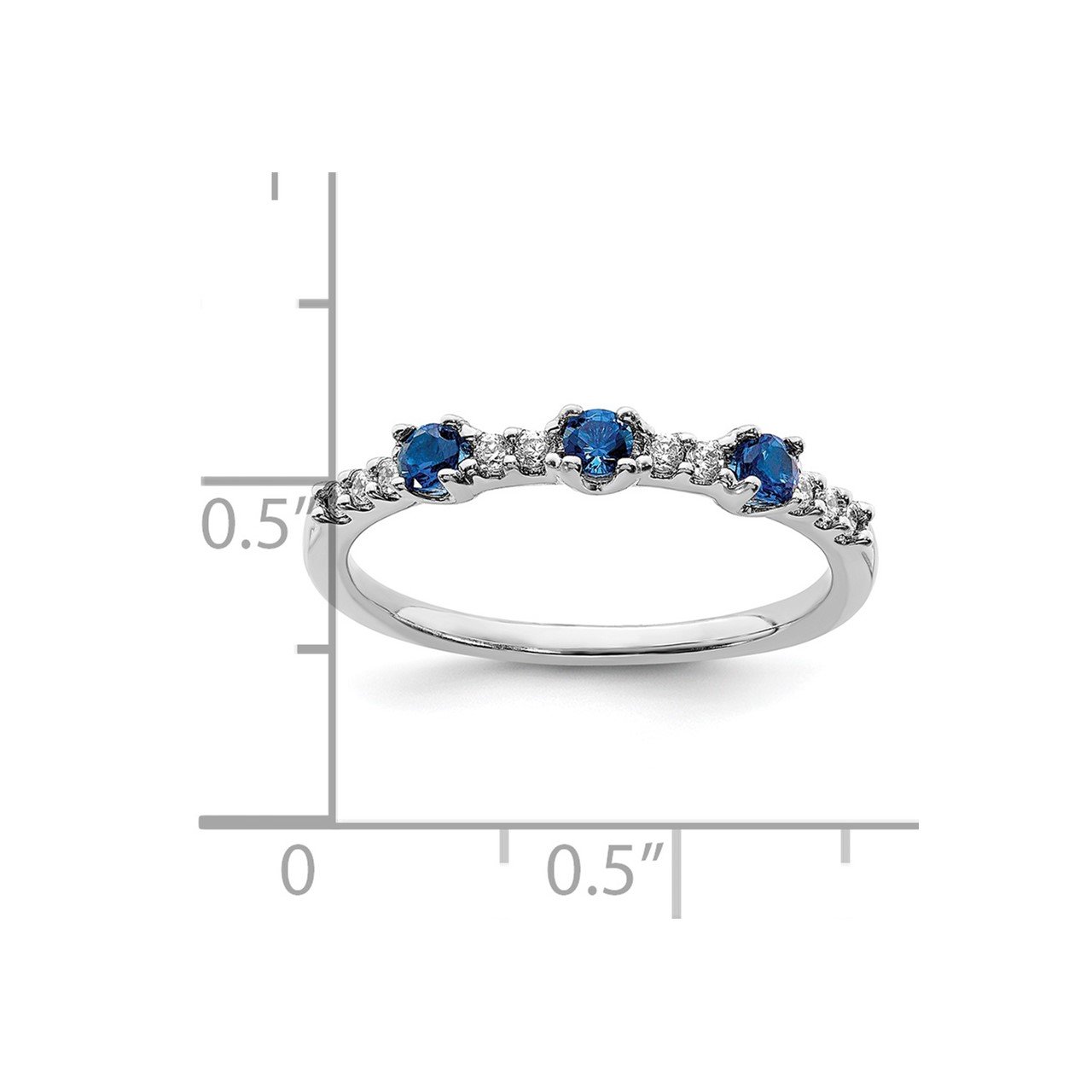 14k White Gold Diamond and Sapphire 3-Stone Ring-3
