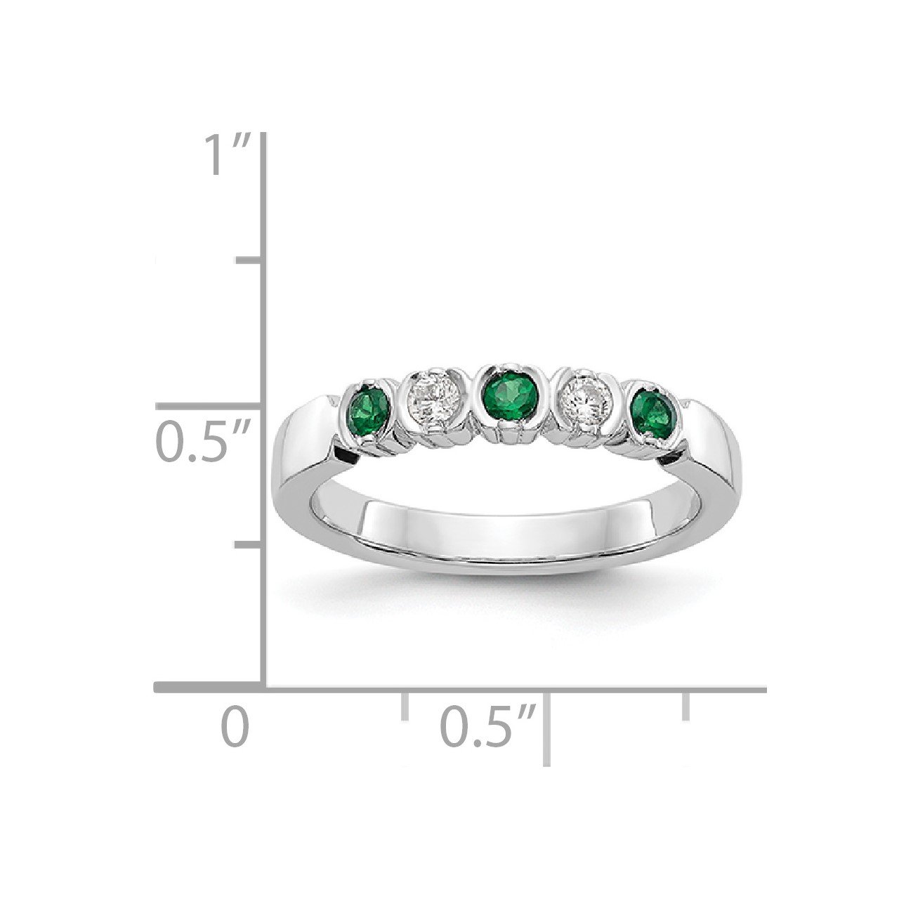 14k White Gold Diamond with Emerald Band-1