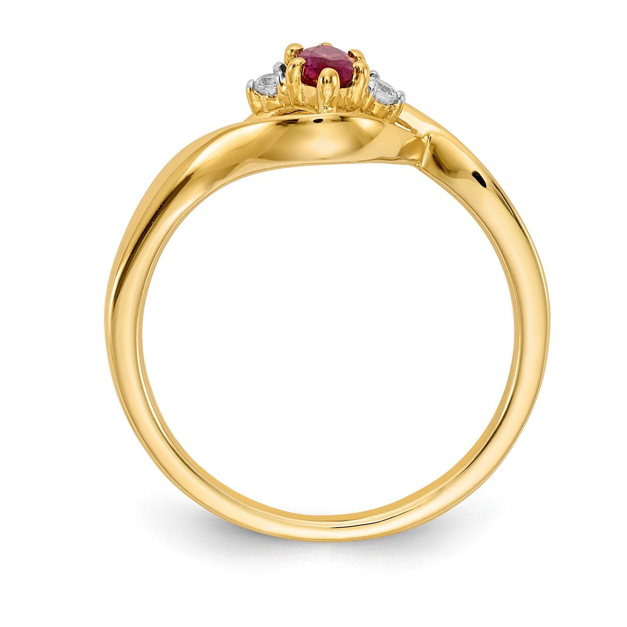 14k Diamond and Marquise Ruby Ring-1