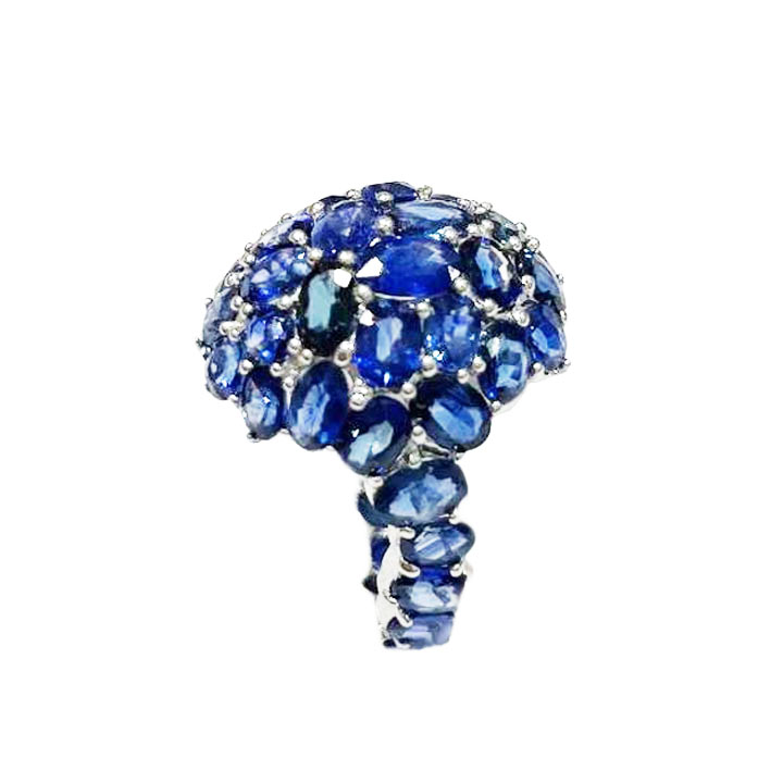 14k White Gold Blue Sapphire Ring-1