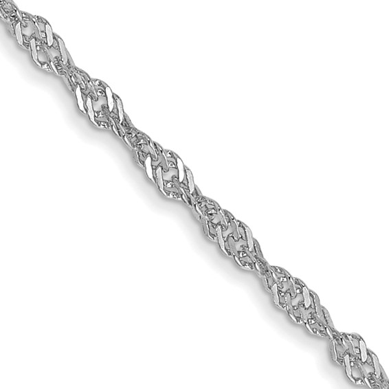 14K White Gold 24 inch 1.4mm Singapore with Spring Ring Clasp Chain