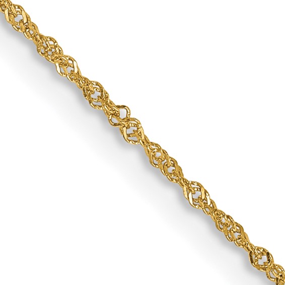 14K 22 inch 1mm Singapore with Spring Ring Clasp Chain
